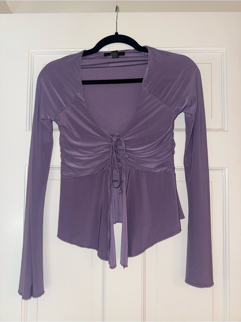Forever 21 Lavender Tie-Front Long Sleeve Top